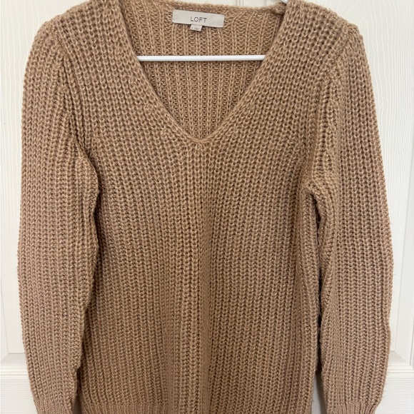 LOFT Women's V-Neck Sweater in gold - Picture 5 of 8
